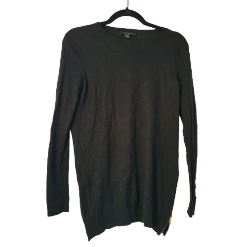 Ann Taylor Black Sweater Long Sleeves Zipper Sz XS